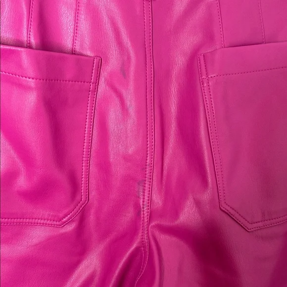 Anthropologie Maeve The Colette Faux Leather Magenta Cropped Wide Leg Pants - Picture 6 of 9